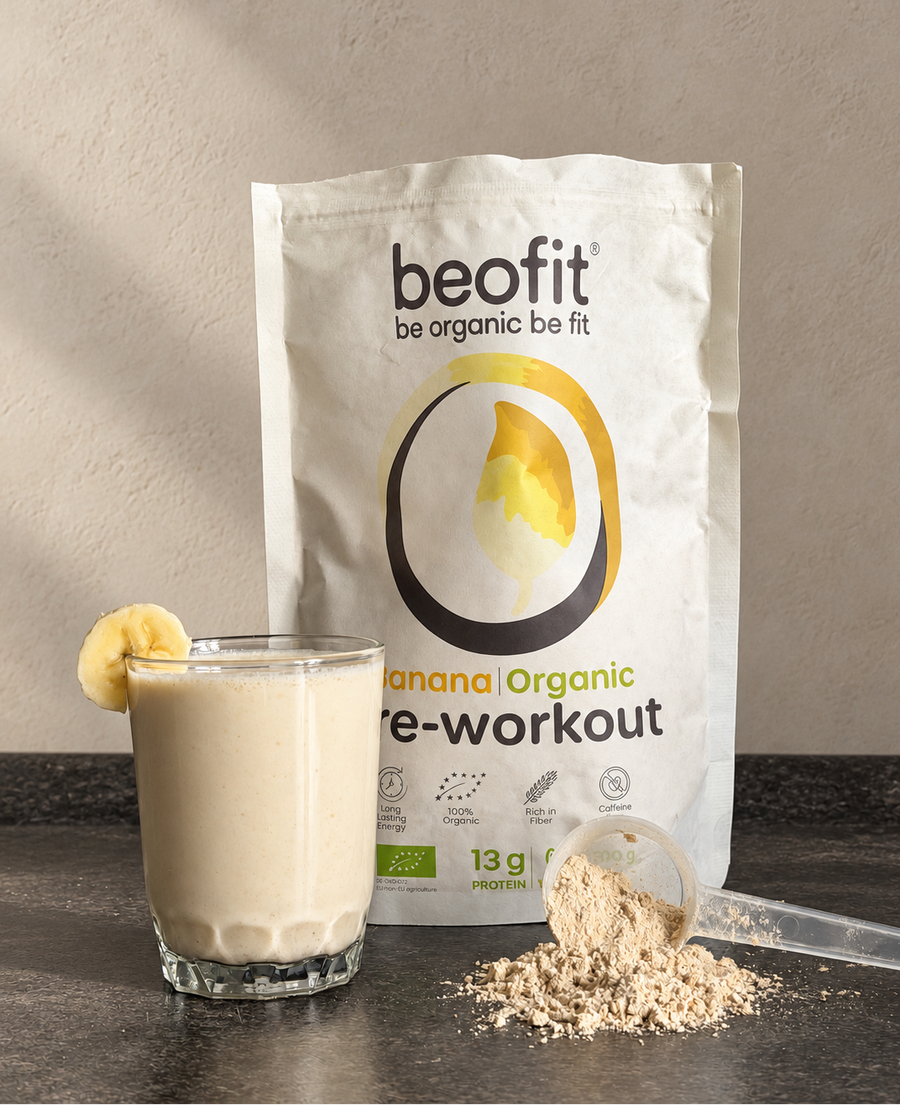 Beofit organic vegan banana caffeine-free pre-workout 500 g