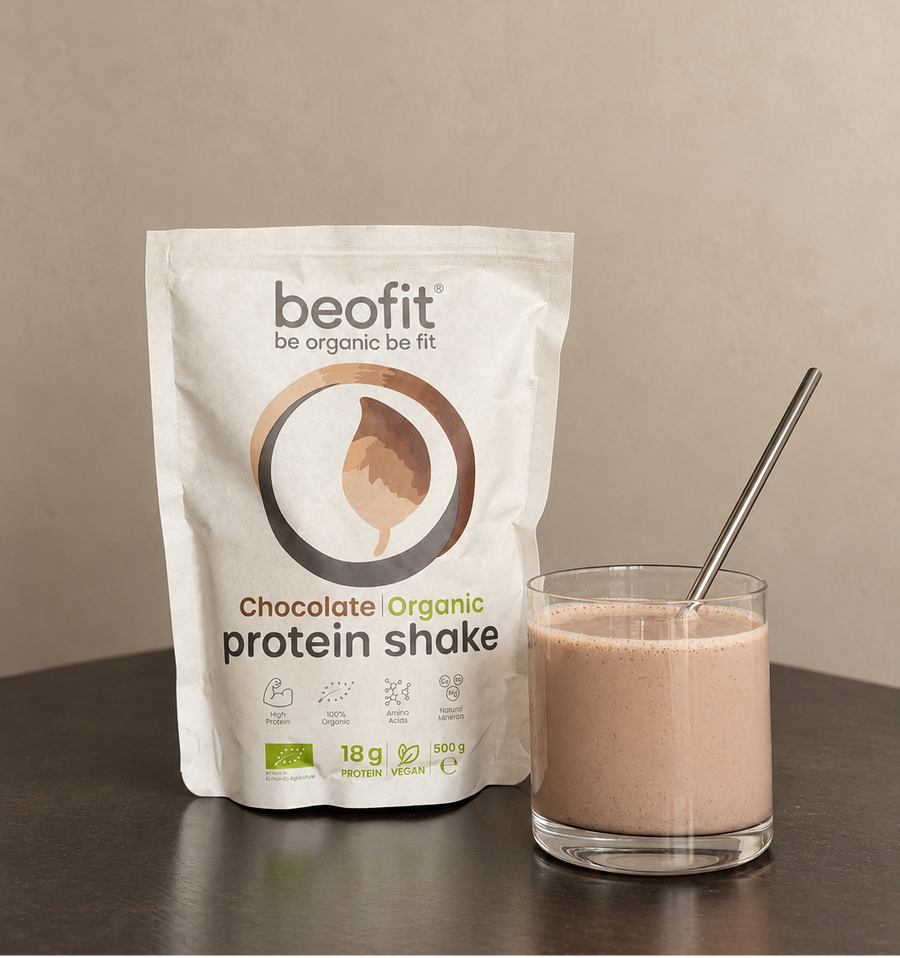 Beofit organic vegan chocolate plant-based protein shake 500 g