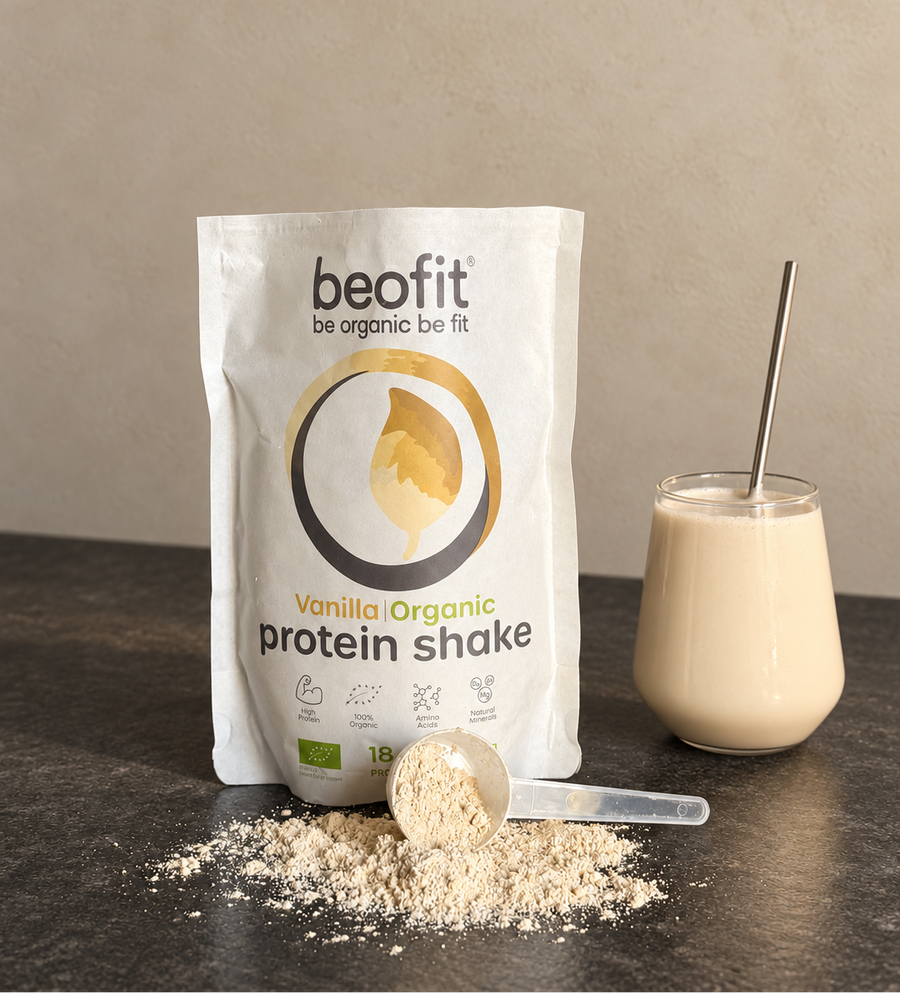 Beofit organic vegan vanilla plant-based protein shake 500 g